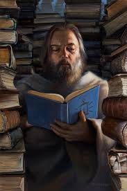 hermit with books