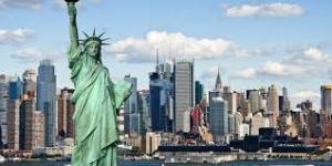 New York city with liberty statue