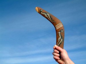 boomerang in hand