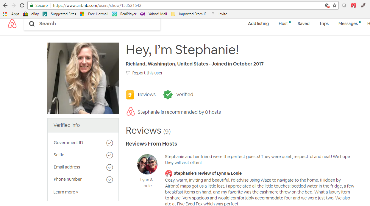 Airbnb Guest Stephanie who made defamatory statement (2)